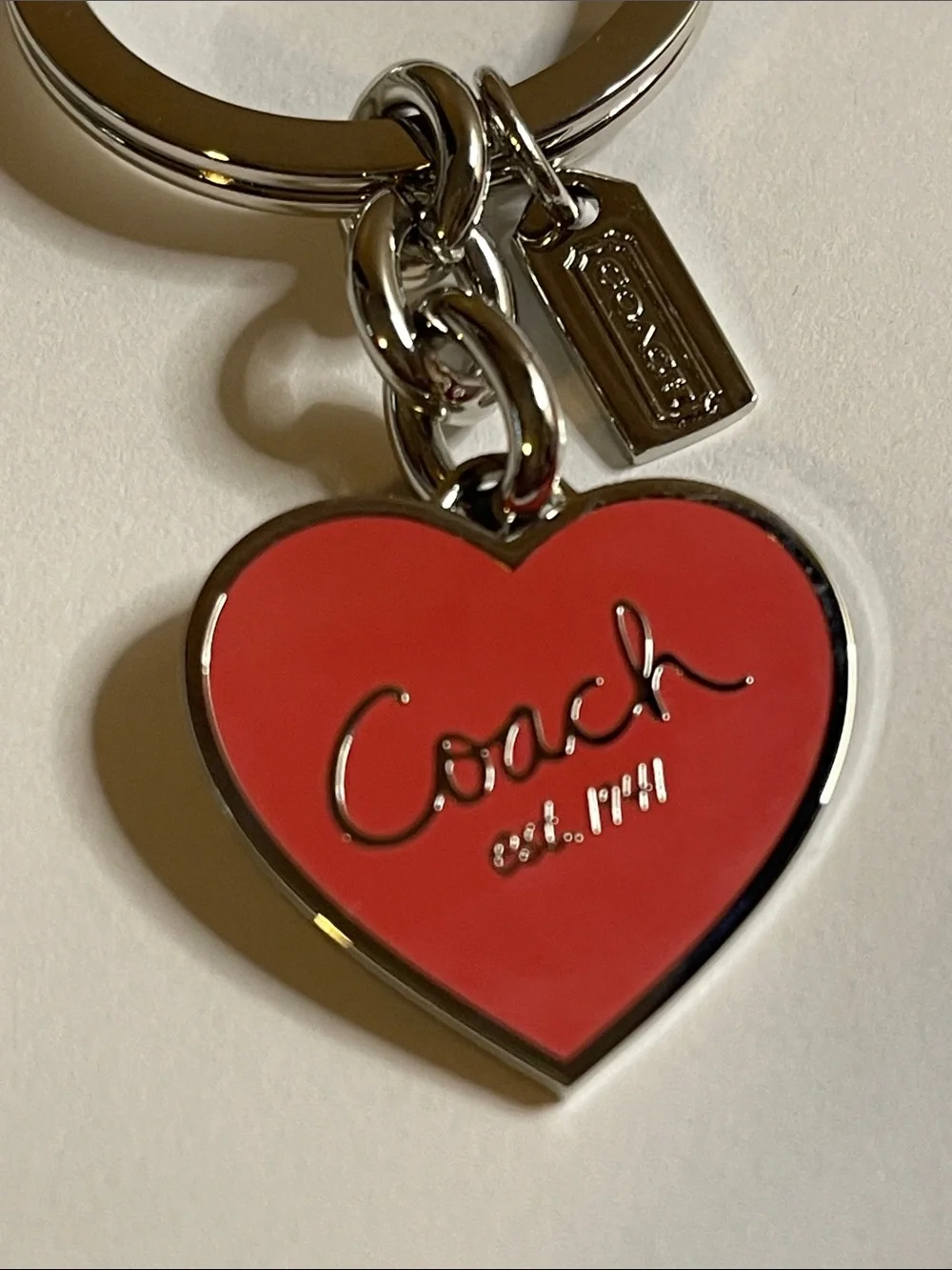 Coach Burnt Orange Heart Enamel Keyring and Coach Pen